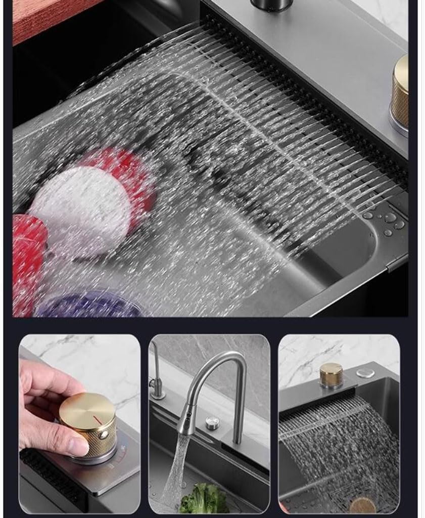 Kitchen Sinks, Single Bowl Siphon Sink Multifunctional Kitchen Sink Household Dishwashidishes Basin Large Single Bowl Sink (75 * 46 * 22Cm