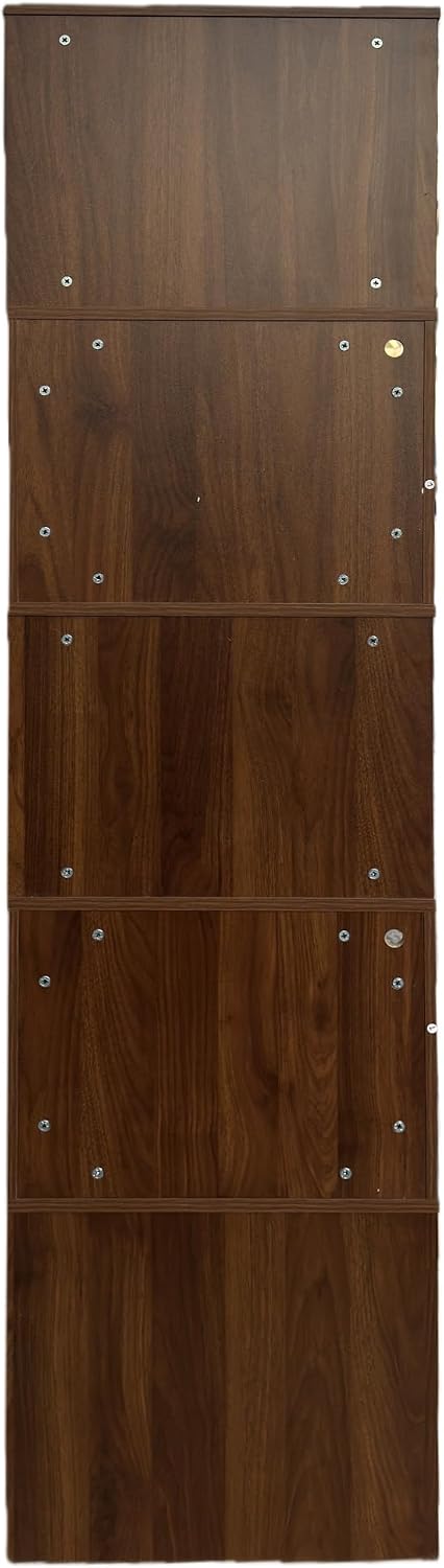 Corner Bookshelf with Drawers and LED Lights, 4-Tier Corner Bookcase with Baffle, Freestanding L-Shaped Display Shelf Stand for Home Office, Living Room, Walnut