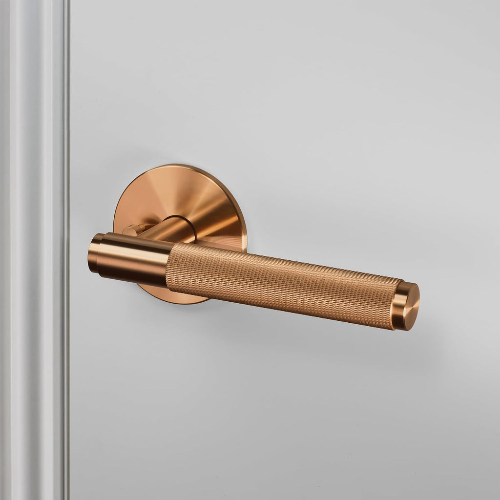 Buster and Punch Door Handle Set Privacy Cross Knurl Warm Sunset