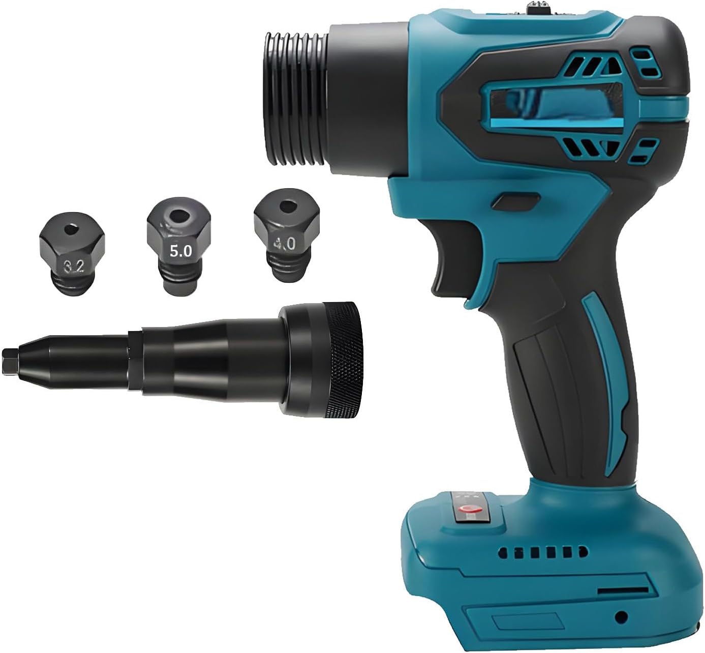 26V Brushless Cordless Rivet Gun, 11000N Pulling Force Electric Blind Riveter Tool Kit - Fits 3.2/4.0/5.0mm Rivets, LED Light, Portable Battery Powered Pop Rivet Gun Baremachine