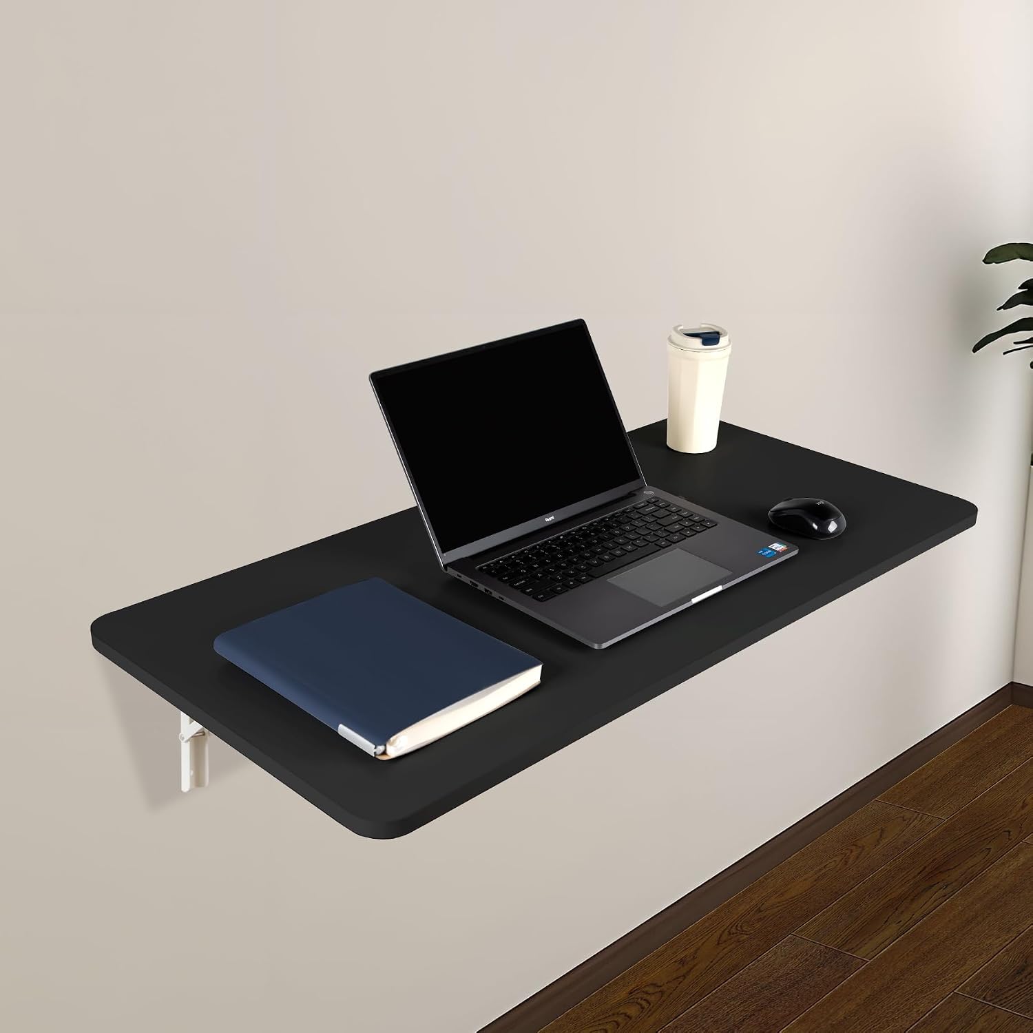 Neoaider Wall Mounted Folding Table 47.2'L x 19.7'W, Laundry Folding Table with Heavy Duty Metal Collapsible Shelf Brackets, Wall Mounted Desk Fold Down for Small Spaces, Black