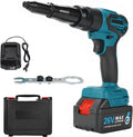 26V Brushless Cordless Rivet Gun Tool Kit, Battery Powered Electric Pop Riveter - 3.2-5.0mm Rivet Compatibility, LED Light, Portable Rivet Tool for Pro & Home Use completeset