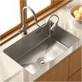 Square Brushed Single Bowl Prep Bar Sink 304 Stainless Steel Kitchen Sink with Faucet & Drain Assembly Drop in Or Undermount (Color : D-Have Faucet, Size : 75x45x21cm) (Chave Faucet 60x45x21cm)