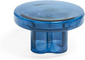 Coffee Table, Round Glass Side Table for Living Room, Modern Small End Table with Tempered Glass Top (Grey Green, 14.96') (Blue, 21.65in*12.6in)
