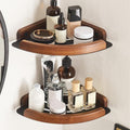 Wood Black Bathroom Hardware Set Towel Rack Toilet Paper Holder Towel Bar Bathroom Shelf Bathroom Accessories,Triangle Shelf 2 pcs