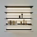Corner Ledge Wall Shelf,Modern Metal Wall Mounted Floating Display Shelf with Built in LED Light for Commercial Bar Living Room Bathroom Black 23.6in