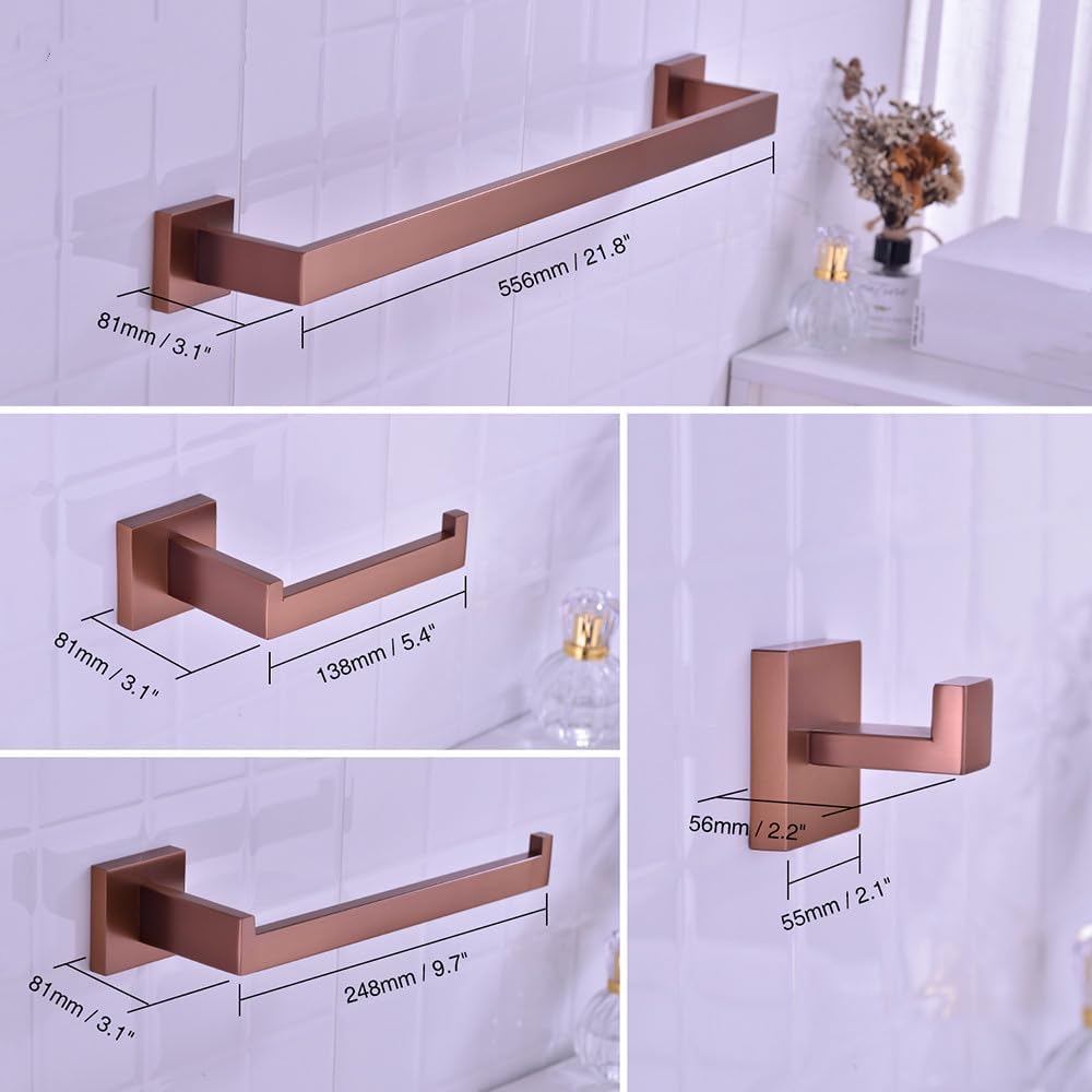Bathroom Accessories Toilet Paper Holder Brushed Rose Gold Towel Hooks Stainless Steel Bedroom Wall Mount Bath Hardware Sets,60cm Towel Bar