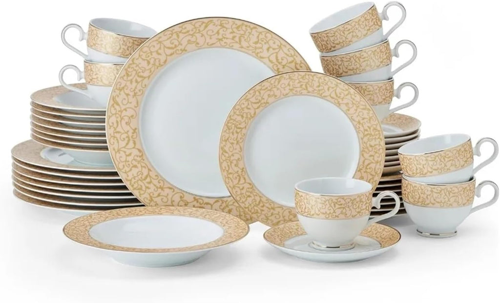 40-Piece Dinnerware Set Plate Plates Dinner Sets Kitchen Tableware Ceramic Dishes to Eat Food Dining