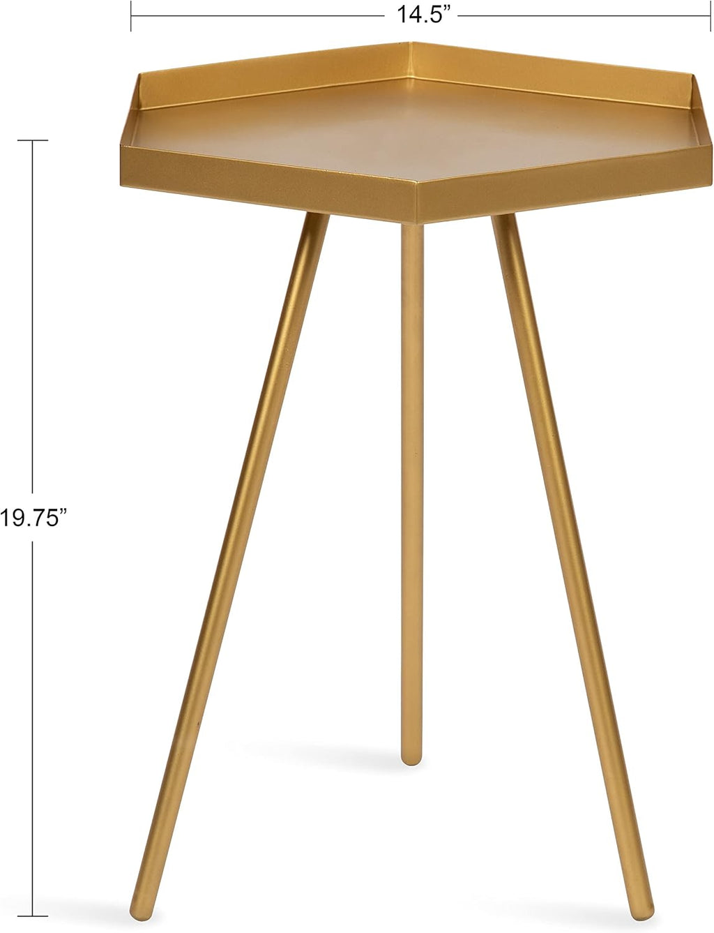 Kate and Laurel Kashvi Modern Side Table; 17 x 15 x 20; Gold; Decorative Glam Hexagon Bedroom Nightstand Table for Storage and Display