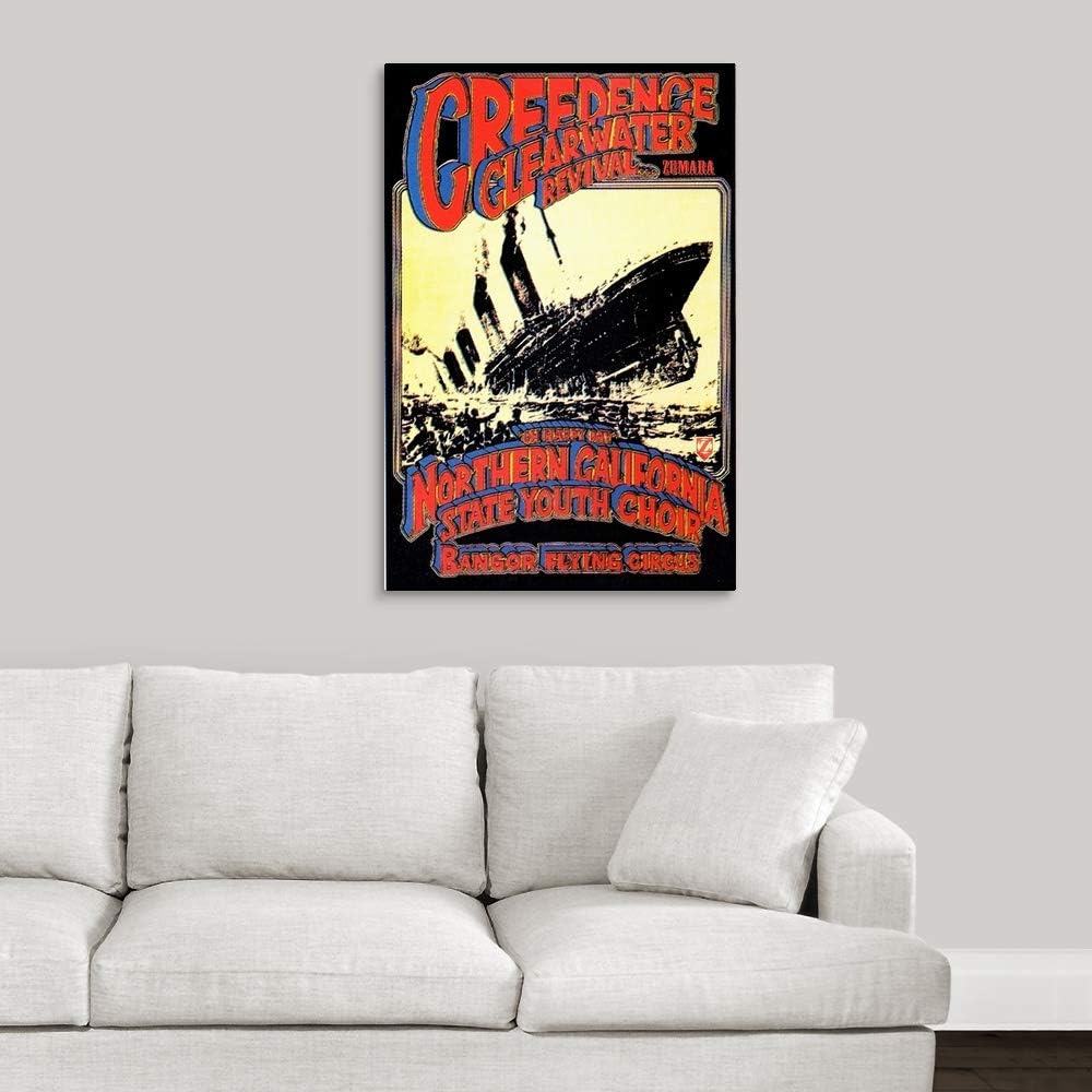 GREATBIGCANVAS Creedence Clearwater Revival Poster Canvas Wall Art Print, Classic Rock Home Decor Artwork, 24'x36'