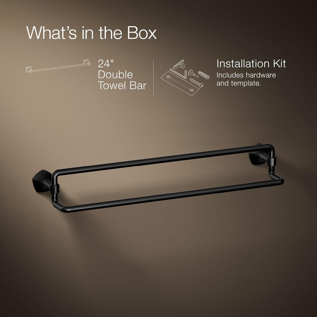 Kohler 27062-BL Occasion® 24' Double Towel bar, Matte Black