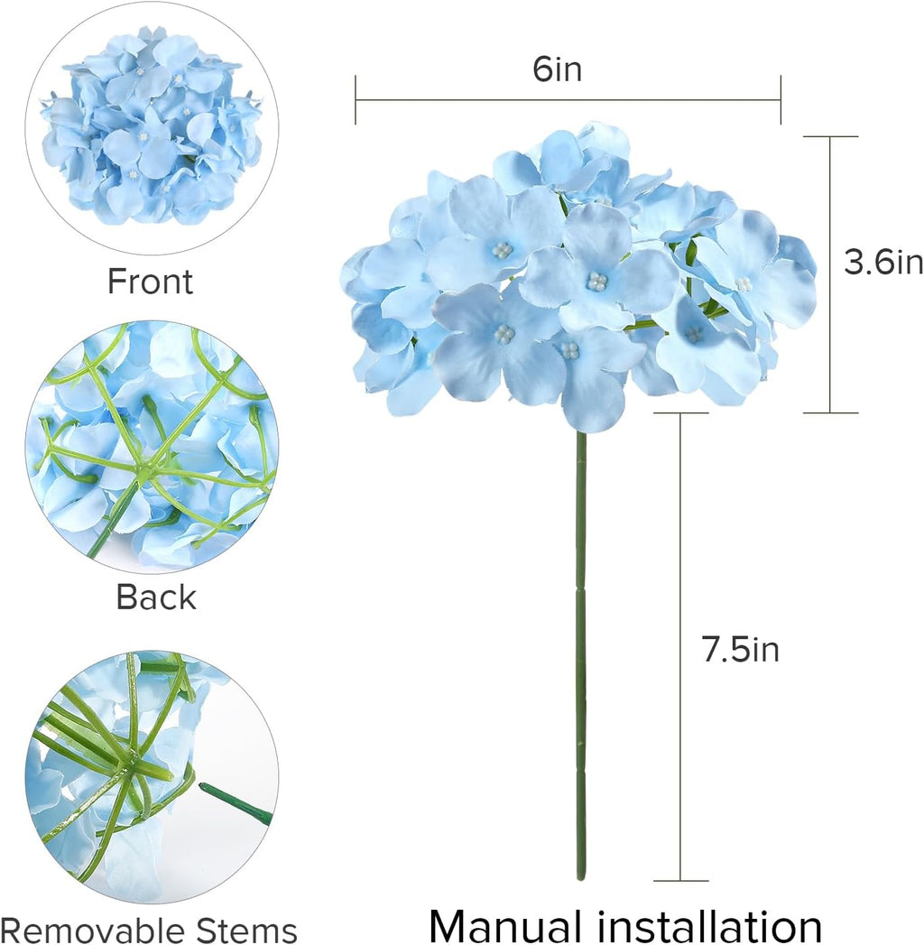 Auihiay 304 PCS Hydrangea Artificial Flowers, Hydrangea Artificial Flowers Bulk, Silk Hydrangea Flowers With Stems, Artificial Flowers for Outdoors, Wedding Party, Arch, Background, Home, Garden(Blue)