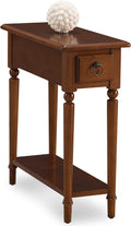 Leick Home Coastal End Table, Solid Wood, 1 Drawer, Bottom Display Shelf, Easy-Assembly, For Living Room/Bedroom, Rich Pecan Brown, 23.5 in. L x 10.0 in. W x 24 in. H, 20017-PC