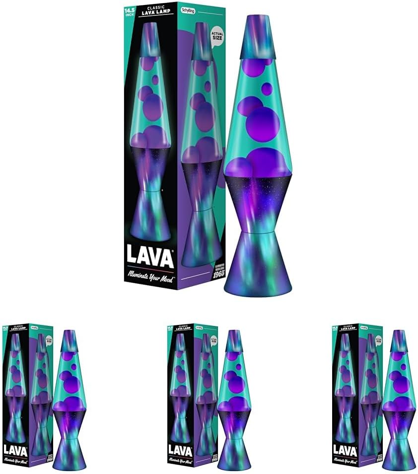 Lava The Original Lamp - 14.5' Aurora Borealis – Classic Liquid Motion Lamp - Purple Wax and Blue Liquid - Item #2047 (Amazon Exclusive),(Pack of 4)