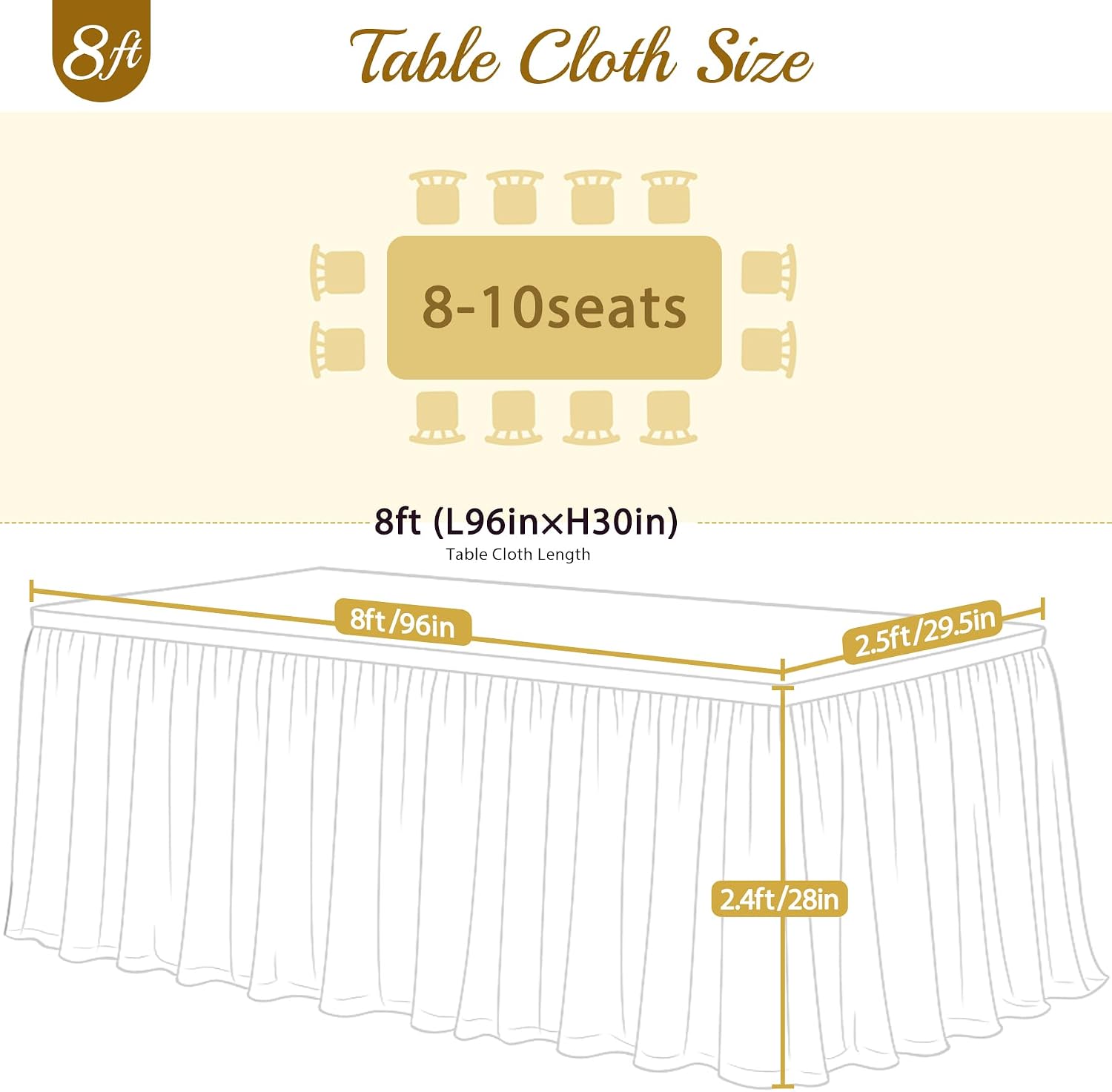4 Pack 8ft Pink Tablecloths for Rectangle Tables, 8 Foot Pink Rectangular Table Cloth, Wrinkle Free Table Cover with Tutu Skirt for Baby Shower Girls Birthday Party Banquet Buffet Cake Decorations