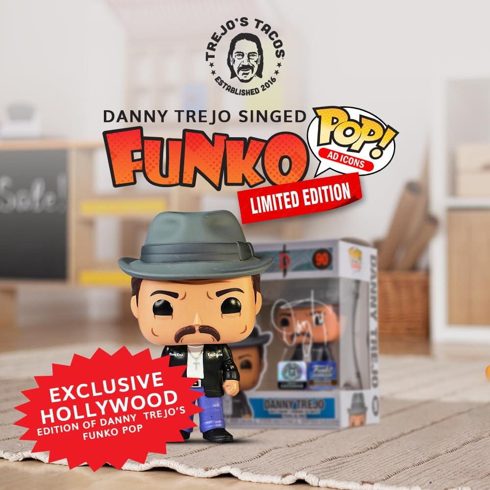 Trejo's Tacos Funko Pop #90 Vinyl Figure Signed by Danny Trejo - Limited Edition Hollywood Exclusive Hand-Inscribed Collectible - Includes Authenticity Sticker - Rare Display Box Item for Fans