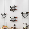Bar Unit Floating Shelves, Metal Wine Rack Wall Mounted Modern, Elegant Storage For Living Room - With Hanging Wine Glass Rack Mini Bar Bottle Display Shelf Whiskey Shelf Corner Bar ( Color : Black-4p