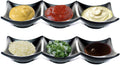 Lucky Star Melamine 3-Compartment Divided Soy Sauce Dishes Wasabi Sushi Sashimi Rectangular Plastic Dipping Plates, 7-7/8' X 2-3/4', Black (120)
