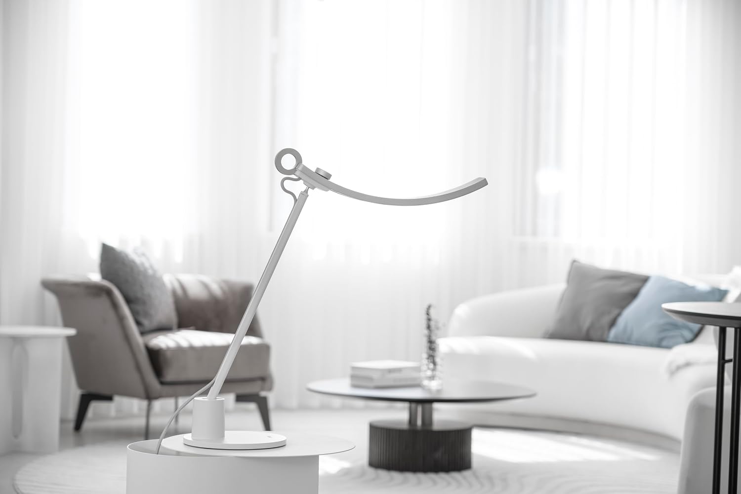 BenQ Genie e-Reading Desk Lamp - Bright Lighting for Small Workspace, Dimmable with 13 Color Modes, Auto-dimming, Eye-Caring Lamp for Home Office, Reading, Study, Craft, Matte Silver