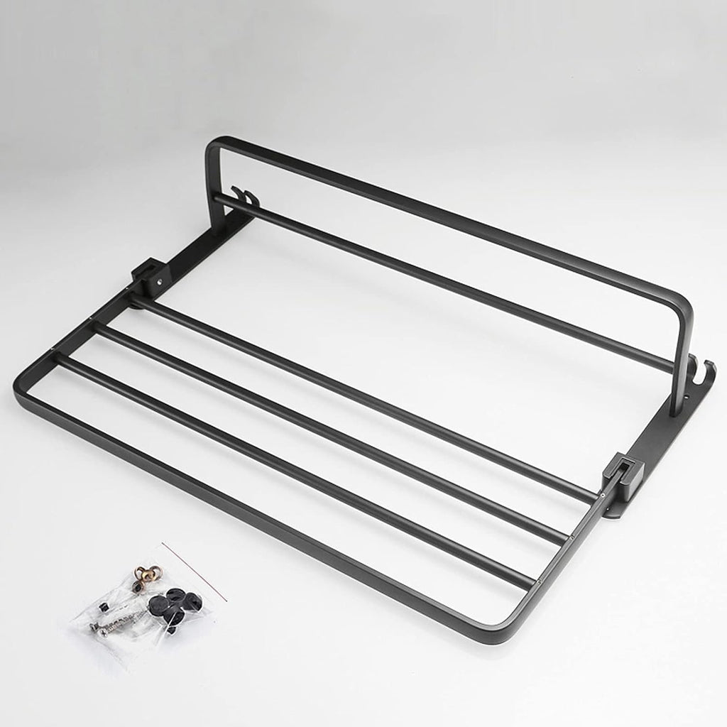 Bathroom Shelf Wall Floating Bathroom Bathroom Towel Rack 23.6 Inches Foldable Wall Mounted Double Towel Holder Bathroom Accessories No Drilling with Two Towel Bars Floating Shelves Corner Shower Cadd