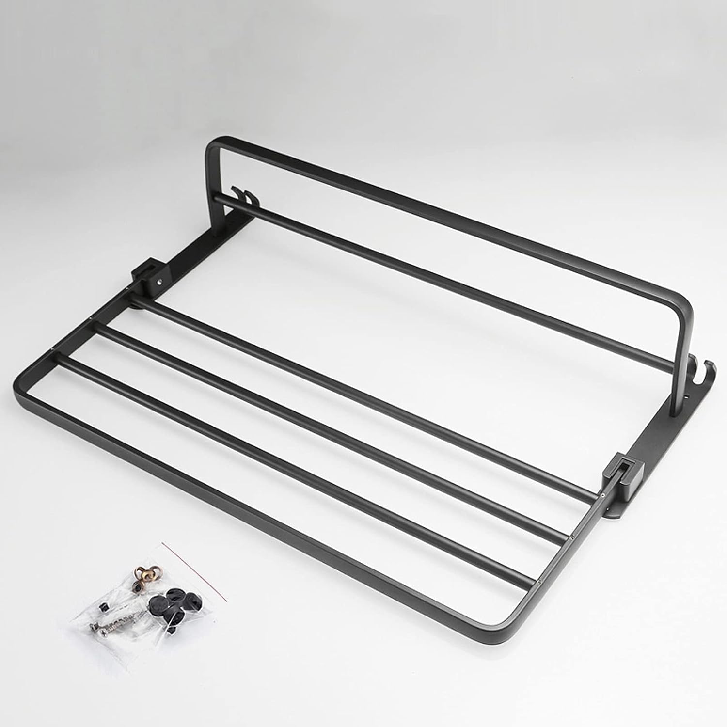 Bathroom Shelf Wall Floating Bathroom Bathroom Towel Rack 23.6 Inches Foldable Wall Mounted Double Towel Holder Bathroom Accessories No Drilling with Two Towel Bars Floating Shelves Corner Shower Cadd