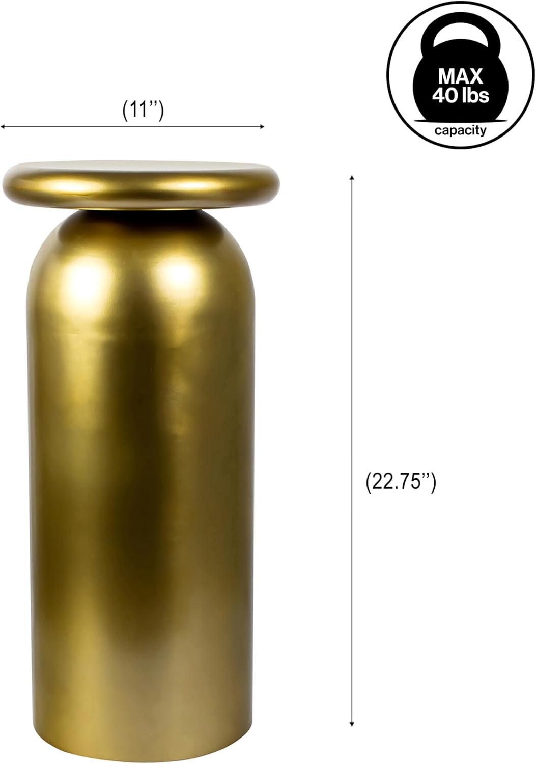JONATHAN Y END1008B Miles 22.75' Mid-Century Modern Metal Sleek Cylinder Drink Table, Gold for Living Room, Bedroom, Office, Bathroom