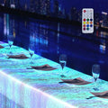 LED Table Cloth Cover - Fiber Optic Fabric Light Up Bar Disco Dinning Rectangle Tablecloth Birthday Party Wedding (White Fabric, L100*W150CM (L3.3*W4.9FT))