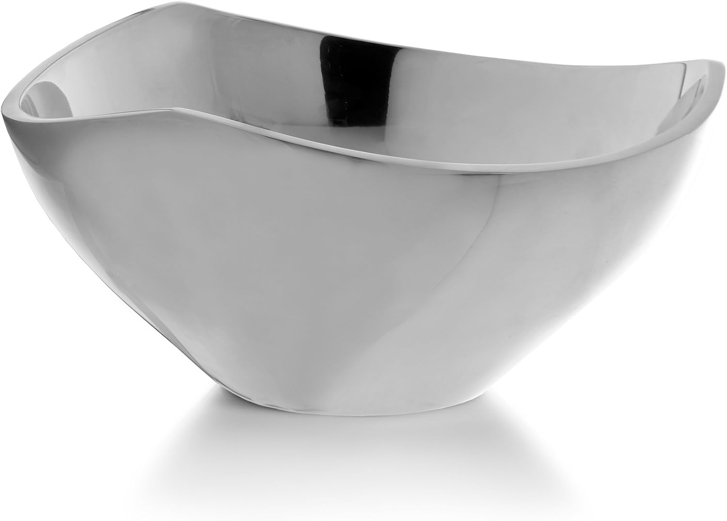 nambe Tri-Corner Salad Bowl | Chilled Serving Dish for Side Dishes, Pasta, Guacamole | Prep-Ahead-Bowl Can Be Heated or Chilled | 9-Inch | Made of Metal Alloy (Silver)