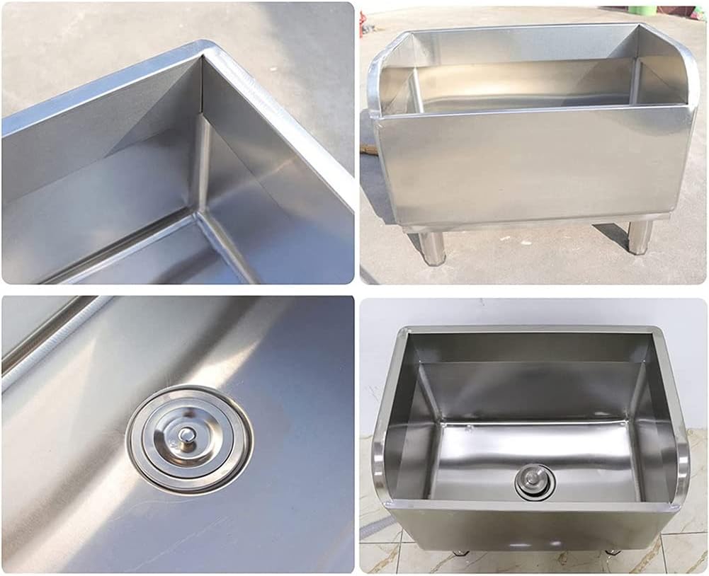 304 Stainless Steel Mop Sink, 12' Deep Sink Bowl, Commercial Mop Sink Wash Station Tubs for Restaurant, Garages,Silver-80x41x55cm