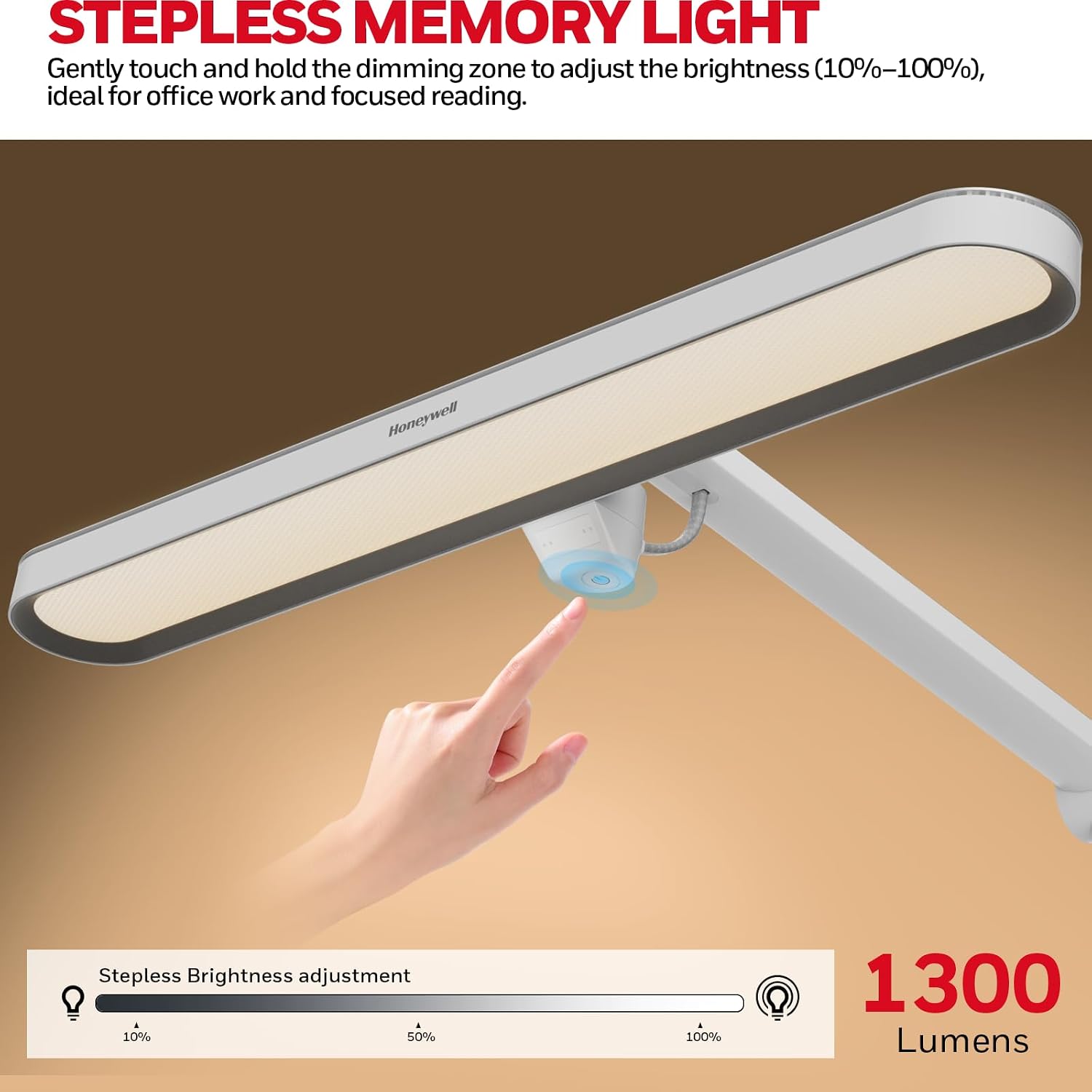Honeywell LED Desk Lamp with Clamp - 05B02 Touch Control Sunturalux Natural Light Clip On Desk Light 4000K 1300LM Dimmable Eye Caring Table Lamp Full Metal Desk Lamps for Home Office