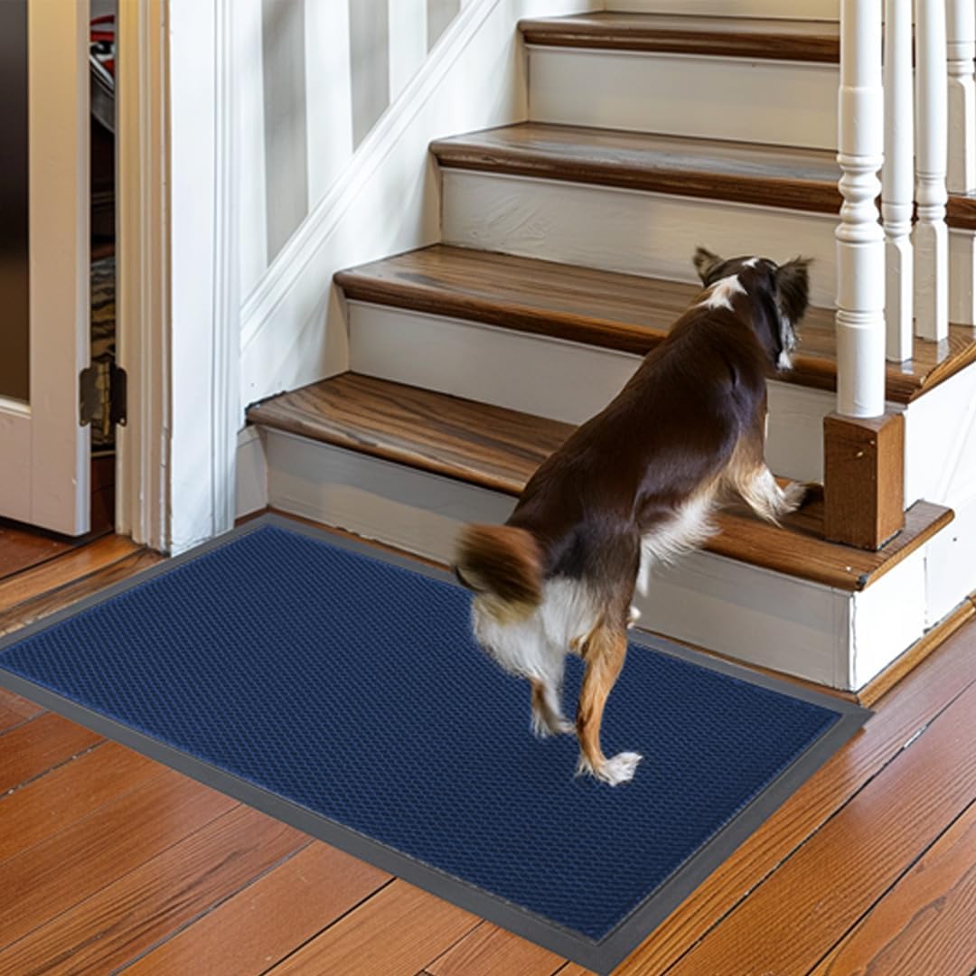 Muddy Mat® Meshy Mat™ Door Mat Heavy-Duty Quick-Dry Floor Mat, Sand & Dirt Trapper for Indoor & Outdoor, Ideal for Entrance, Mudrooms,Patios & Garages,Low-Profile,Non-Slip,Washable– Blue 36'x60'x0.4'