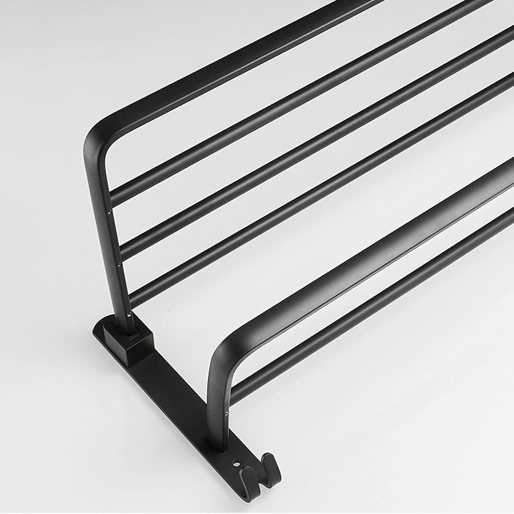 Bathroom Shelf Wall Floating Bathroom Bathroom Towel Rack 23.6 Inches Foldable Wall Mounted Double Towel Holder Bathroom Accessories No Drilling with Two Towel Bars Floating Shelves Corner Shower Cadd