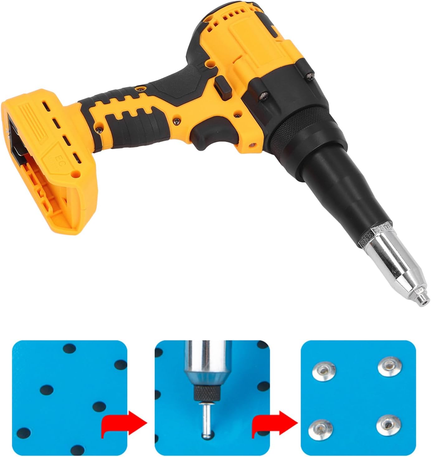 Brilluxa Cordless Rivet Gun, 20V Electric Riveter Tool for DCB206 DCB207 DCB208 Battery, Brushless Auto Pop Rivet Gun 3.2–4.8mm with LED Light