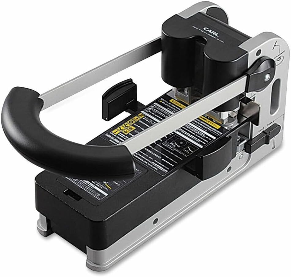 CARL, Extra Heavy Duty, 2 Hole Paper Punch, 300 Sheets Punch Capacity,Black and Silver