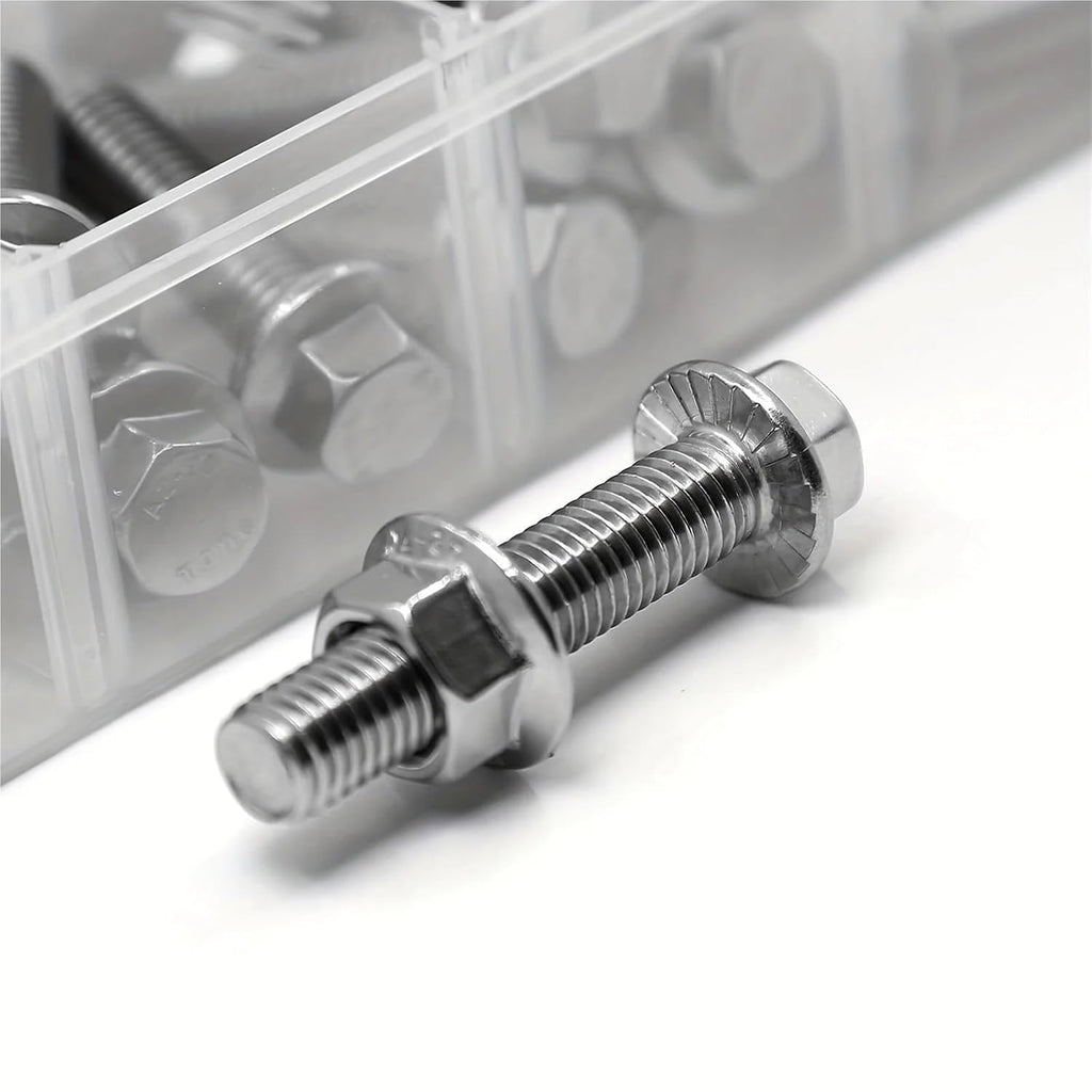 Set Screw Assortment Kit 240PCS 304 Stainless Steel Metric Flanged Bolts and Nuts Kit for Homeowners,DIYers,Mechanics,Industrial Workers