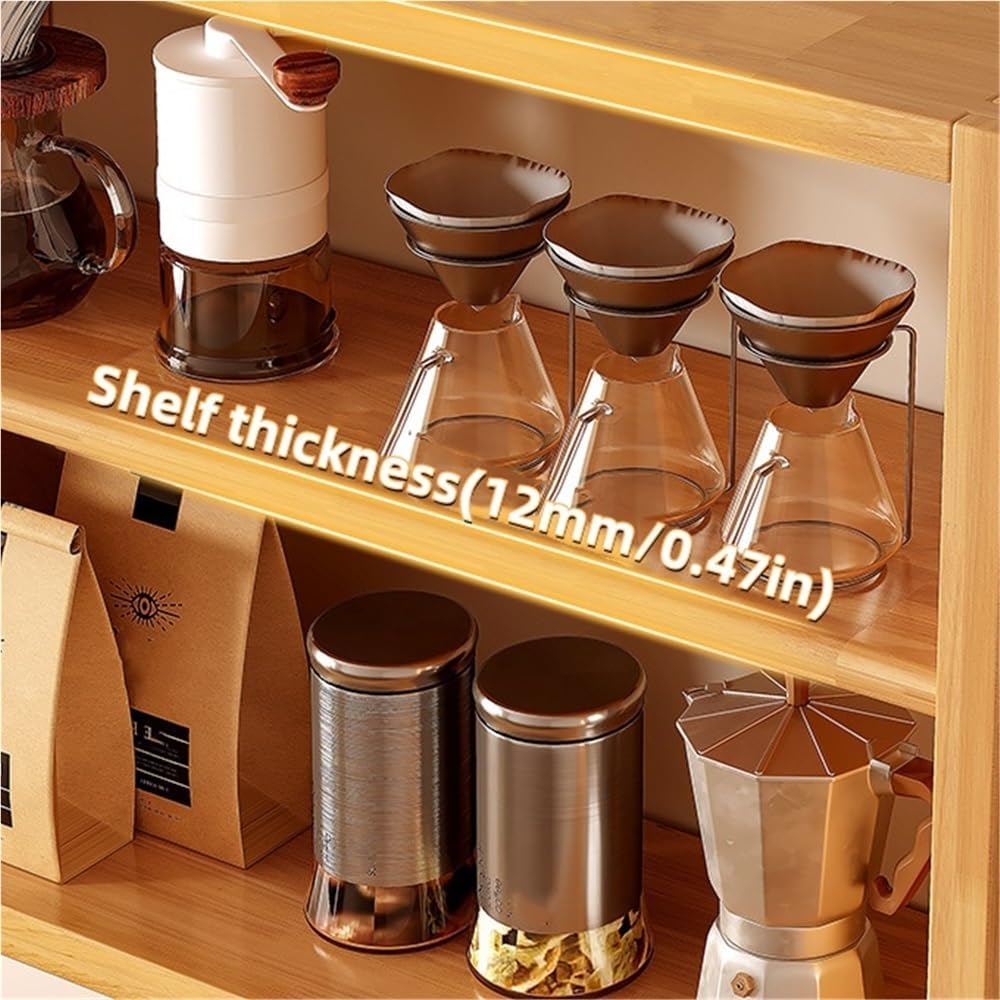 Wall Mounted Mug Rack with Wooden, Coffee Mug Display, Cup Organizer for Kitchen Cabinets, Solid Wood Wall Shelf for Mug Display, Storage and Wall Decor(Brown)