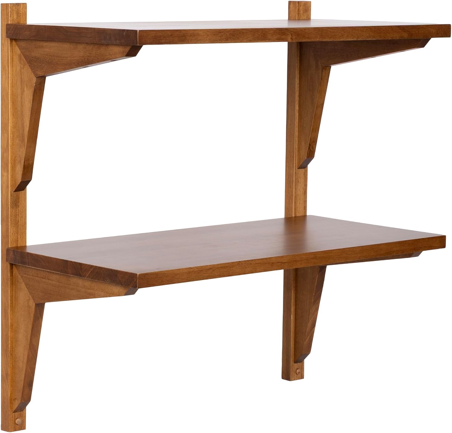 Kate and Laurel Meridien Modern Two-Tier Wooden Shelves, 24 x 12 x 24, Rustic Brown, Stunning Tiered Wall Shelf for Storage and Display as Cute Nursery Shelving or Bedroom Storage