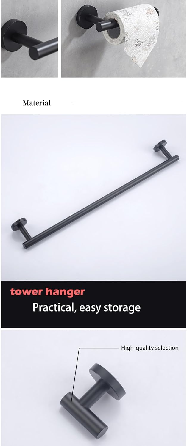 Stainless Steel Brushed Black Polished Chrome Towel Bar Paper Hanger Hanger Hook Towel Rack Bathroom Accessories,Bathroom Set,BG