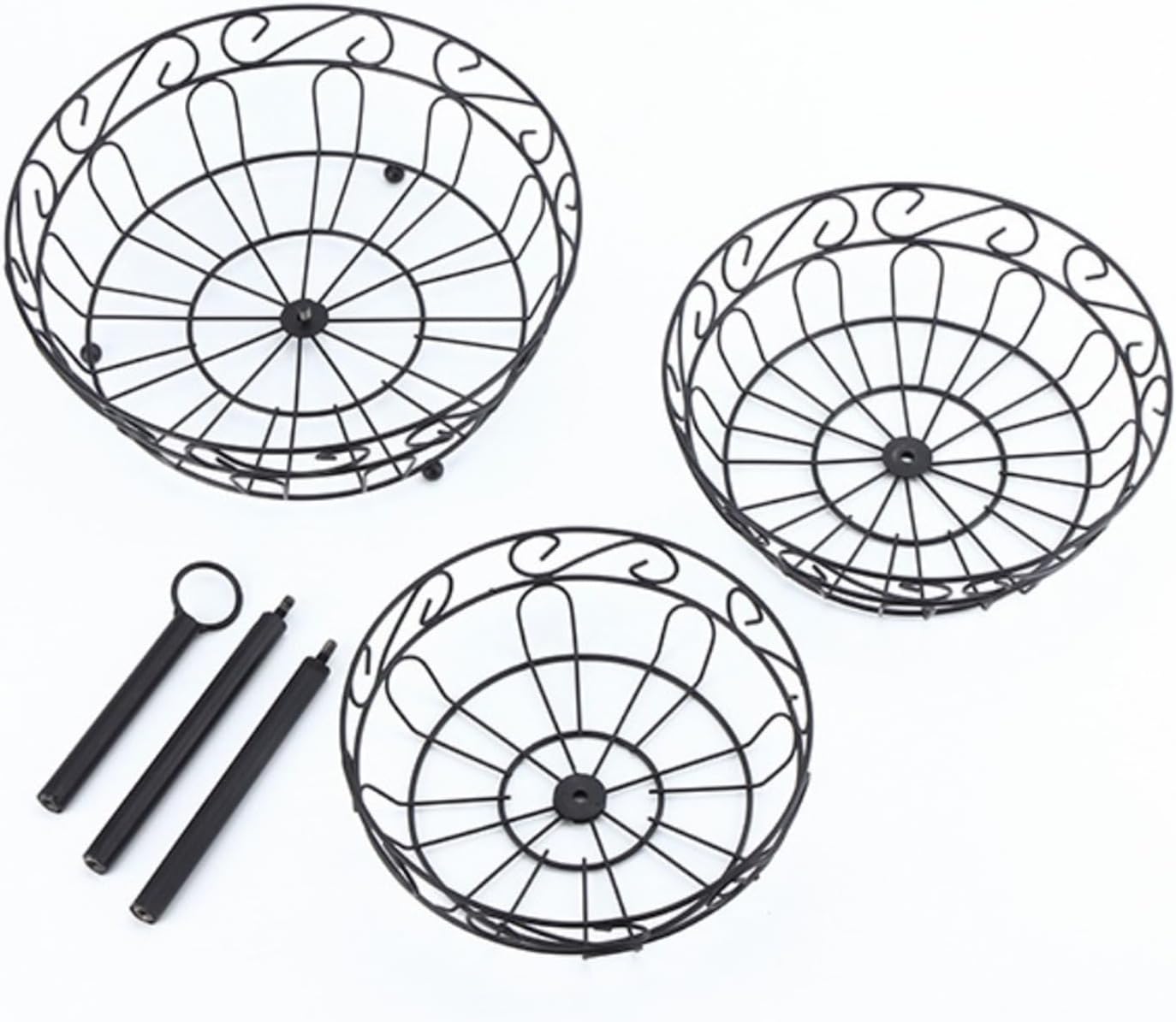 Fruit Bowl Vegetable Holder 3 Tier Fruit Basket Triple Layer Metal Wire Bowl For Kitchen Counter Top Three Tiered Holder Serving Bowls