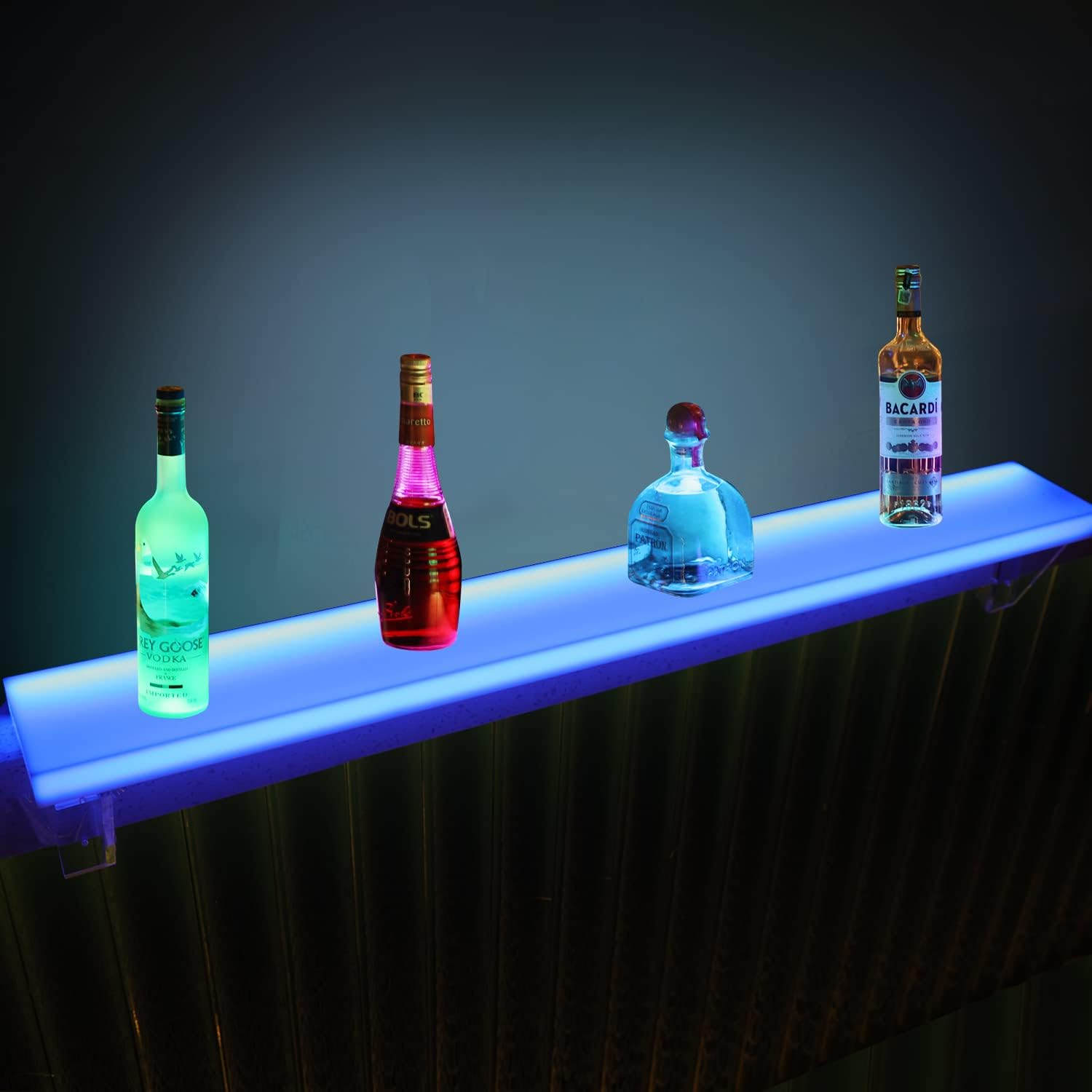 Led Lighted Liquor Bottle Display Shelf Set of 2 with Remote&APP Control 40 Inch Floating Wall-Mounted Illuminated Marquee Lighting Shelves for Home Commercial Bar
