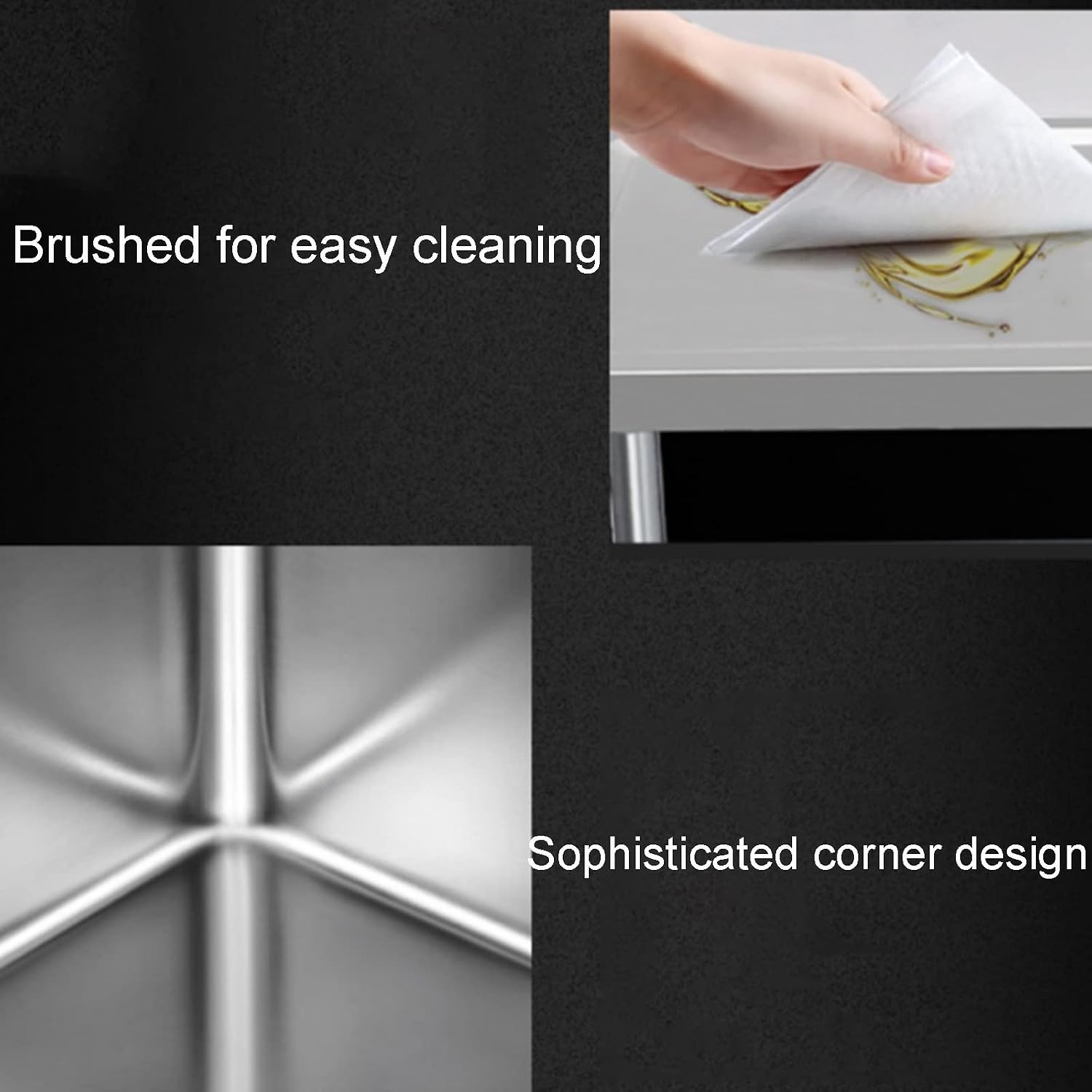 Movable Stainless Steel Kitchen Sink, Commercial 304 Stainless Steel Single Sink Bowl Restaurant Table Utility Sink Washing Hand Basin W/Faucet for Indoor Outdoor