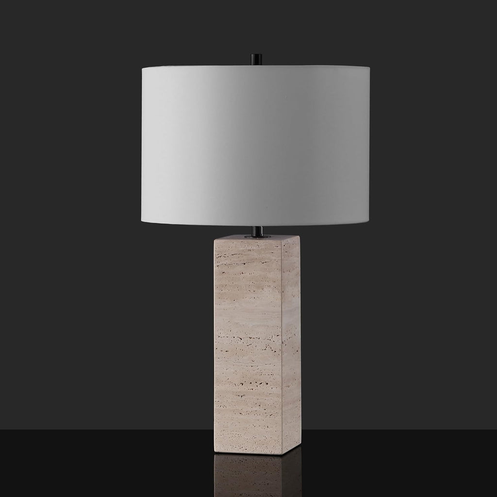 SAFAVIEH Couture Collection Katebryn Travertine/Black 26-inch Dimmable Table Lamp for Bedroom Living Room Home Office Desk Nightstand