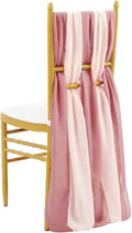 12pcs 30x270cm Chiffon Chair Sashes Wedding Decors Table Runner for Party Banquet Event Holiday Decor (Dusty Rose Pink One Size)