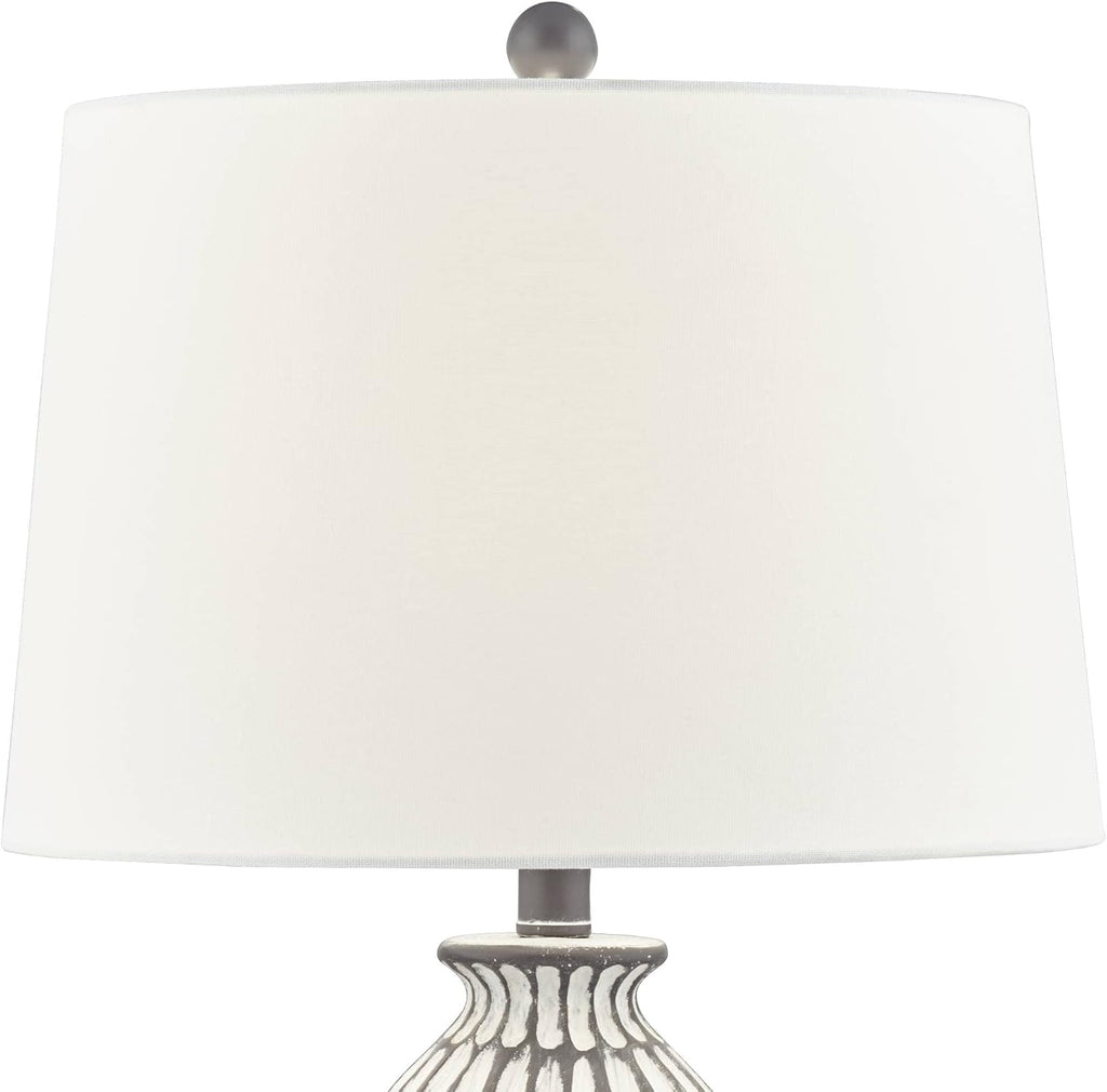 360 Lighting Carlton Modern Coastal Table Lamps 28 1/4' Tall Set of 2 Gray Wash Off White Fabric Tapered Drum Shade for Cottage Core Living Room Bedroom House Bedside Nightstand Home Office Family
