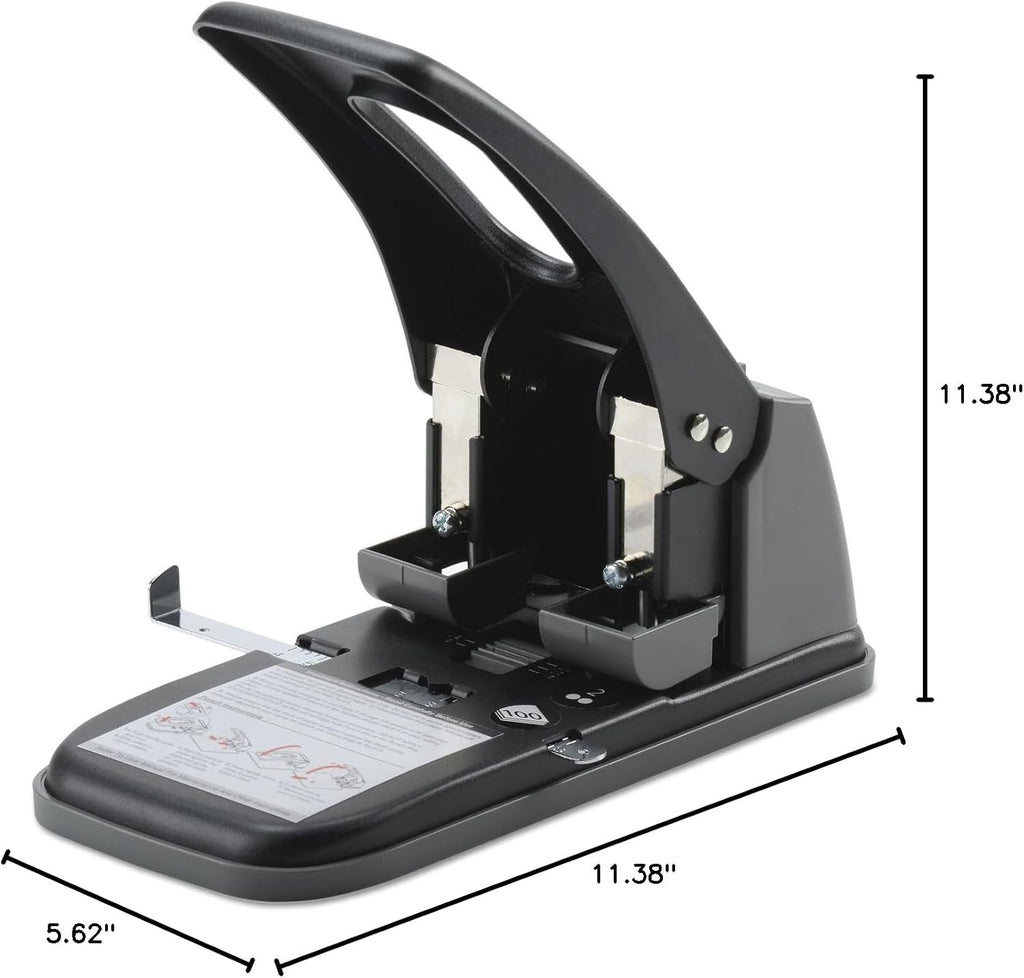 Swingline 2 Hole Punch, Hole Puncher, High Capacity, 100 Sheet Punch Capacity, Fixed Centers, Black (74190)