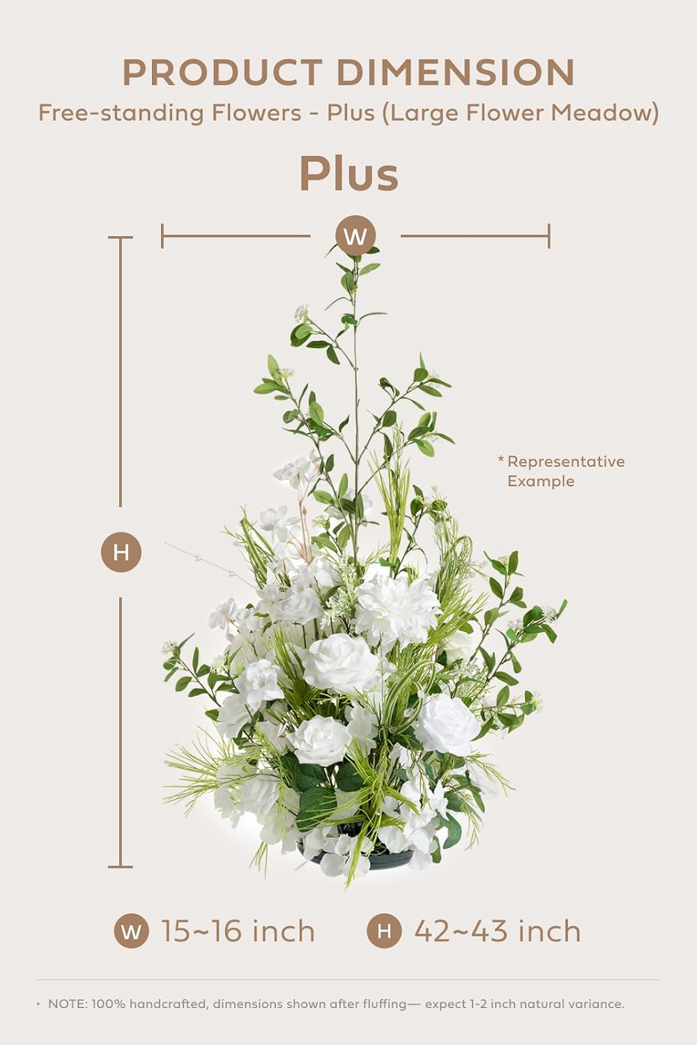 Ling's moment 41' Tall Free Standing Artificial Flowers Arrangements 2 pcs Wedding Arch Altar Stage Decorations Emerald & Tawny Beige Ceremony Reception Rose Fake Floral Party Centerpieces Decor