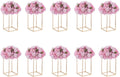 Gold Stand Wedding Centerpieces for Tables - 15.75in Tall Vases for Centerpieces, 10 Pcs Metal Column Flower Stand, Rectangular Flower Display Rack, Wedding Decorations for Table, Party, Event, Home