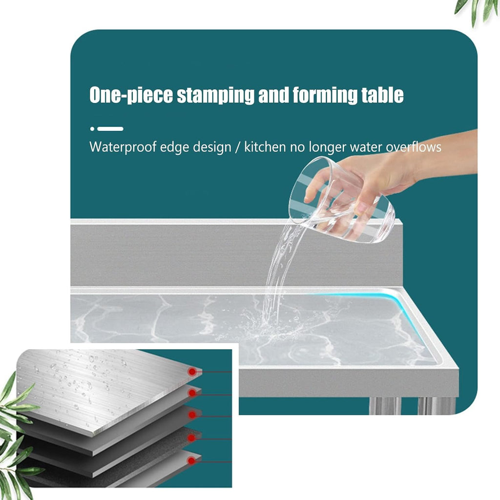 Double Bowl Sinks,Kitchen Utility Sinks with Faucets, Free-Standing Stainless Steel Vegetable Basin Double Sink,Portable Drop Sink for Farmhouse Laundry Roo(Without Faucet-Right