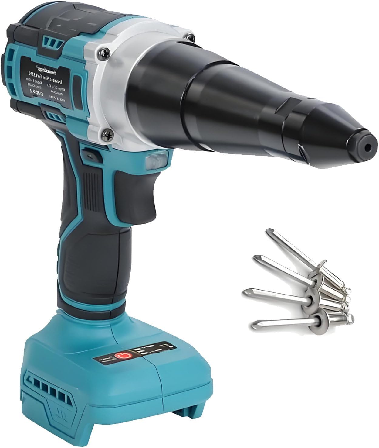 26V Brushless Cordless Rivet Gun Tool Kit, Battery Powered Electric Pop Riveter - 3.2-5.0mm Rivet Compatibility, LED Light, Portable Rivet Tool for Pro & Home Use Baremachine