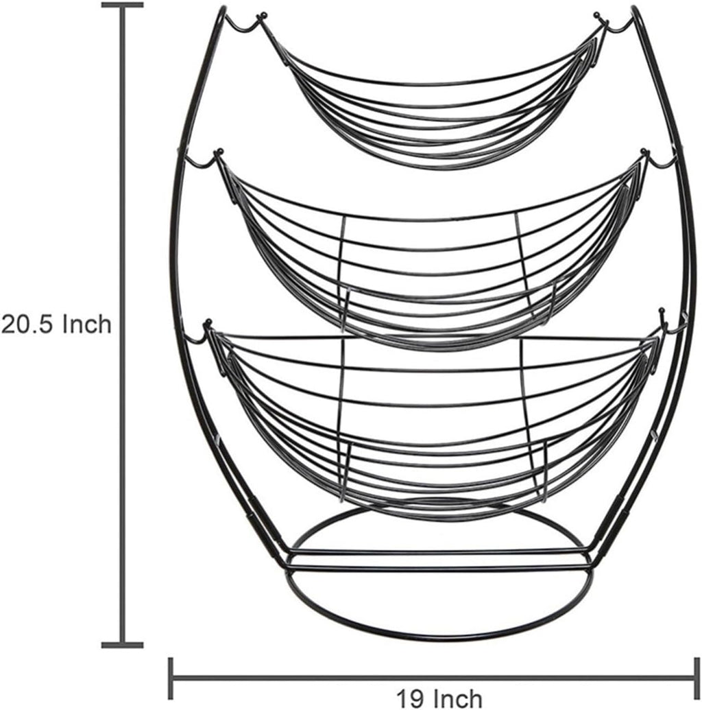 Fruit Basket 3 Tier Fruit Basket Bowl for Kitchen Counter - Black Triple Hammock Fruit/Vegetables/Produce Metal Basket Rack Display Stand Vegetable Basket